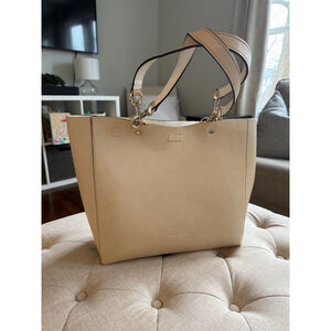 Women's Karl Lagerfeld Beige & White Leather Tote Bag One Size